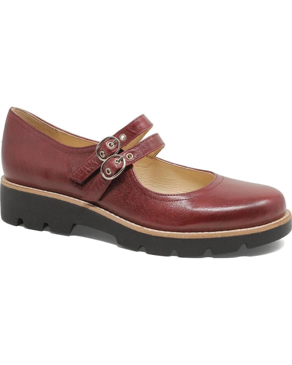 NEW DJANGO & JULIETTE women's dabbie shoes in claret-black sole leather